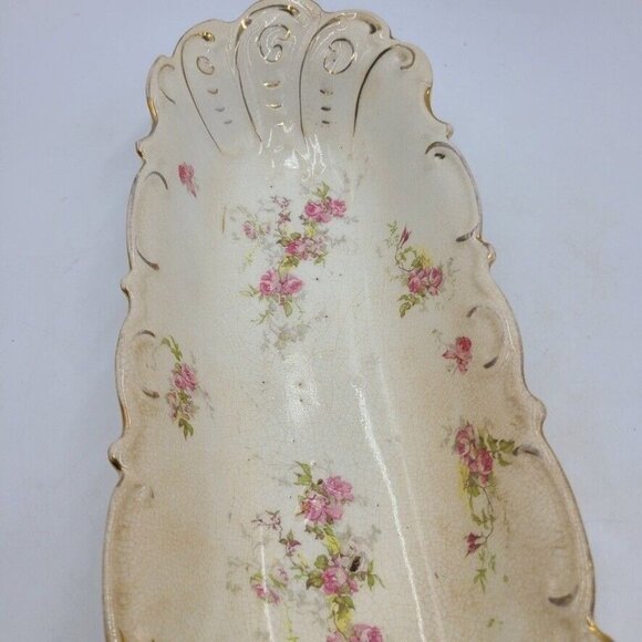 Vintage Celery Dish La Belle China Floral Pattern Ceramic Decorative Fancy Party - Picture 3 of 7